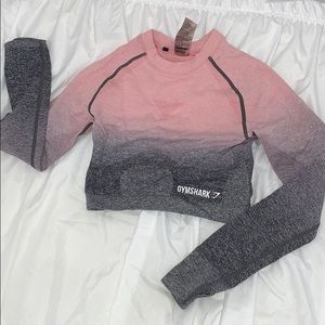 Gymshark pink ombré seamless long sleeve crop top